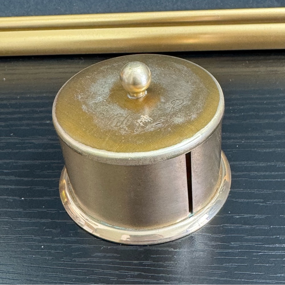 Brass Round Desk Coin Bank with Lid - Gold Finish